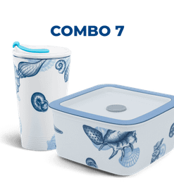 Combo 7: Ly sứ - Hộp dưỡng sinh (hoa văn Đại dương)