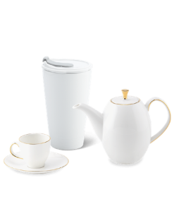 Combo 8 - Bộ trà Anna cao 0.47L VCV - Ly sứ dưỡng sinh (trắng)