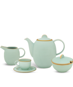 Bộ trà 1.3 L Cordon - Men Ngọc Sương Mờ (Trang Trí Vàng)